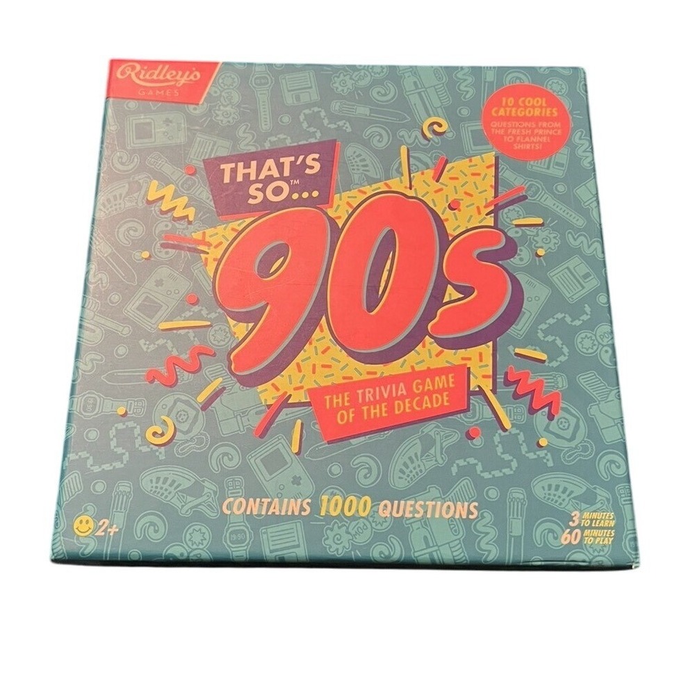 That's So 90's Trivia Game Complete Party Fun Ridley's Games Board Cards Retro